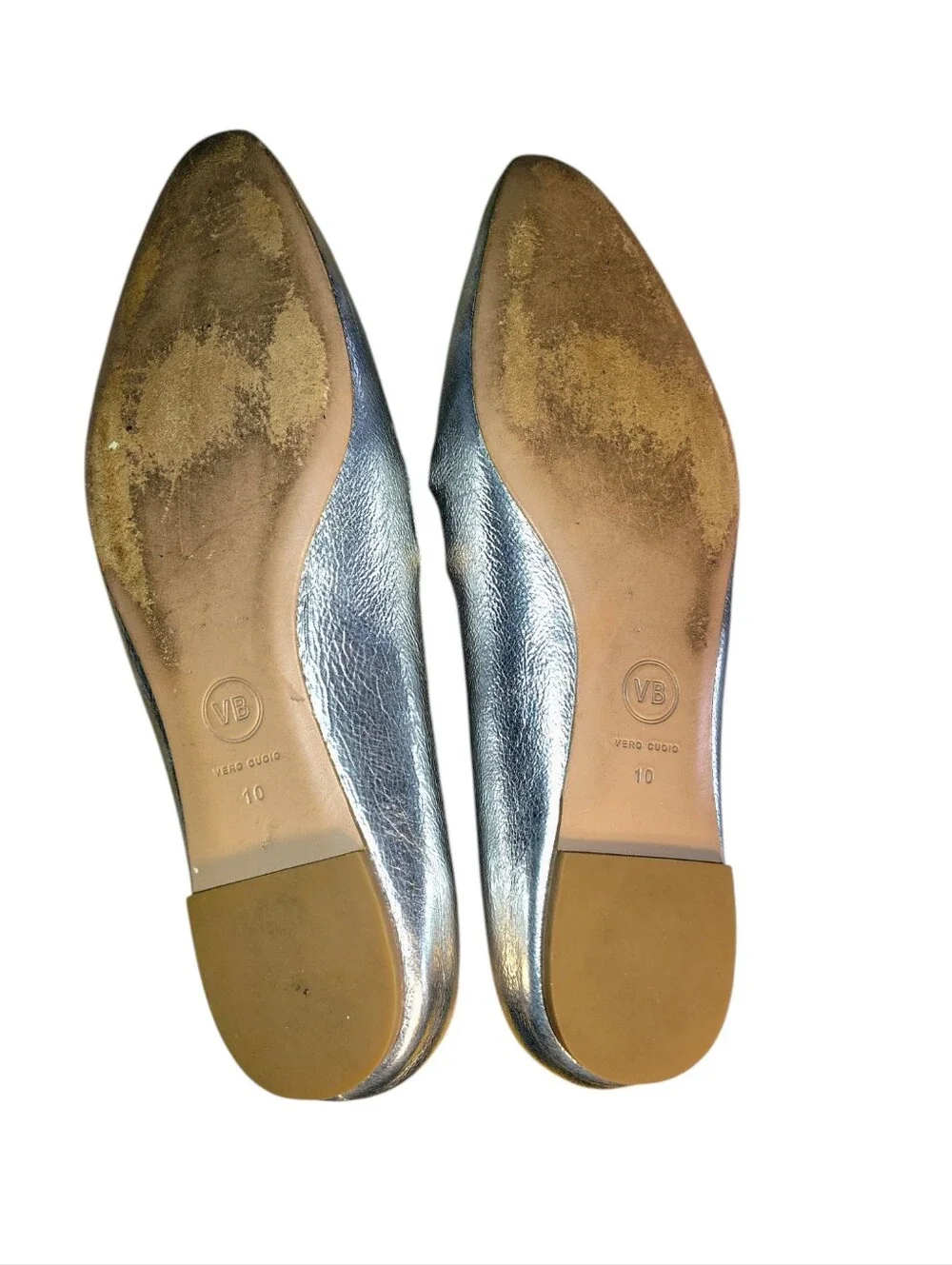 Veronica Beard Metallic Silver Crinkle Triple-Strap Mary Jane Flat Size 10 US 54 - Picture 10 of 16